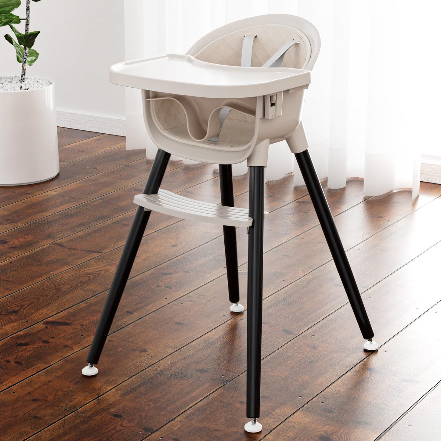 Fodoss 3-in-1 Wooden High Chair for Babies and Toddlers,Convertible Easy Clean Infant Highchair,Silla Modern Design para Comer De Bebe