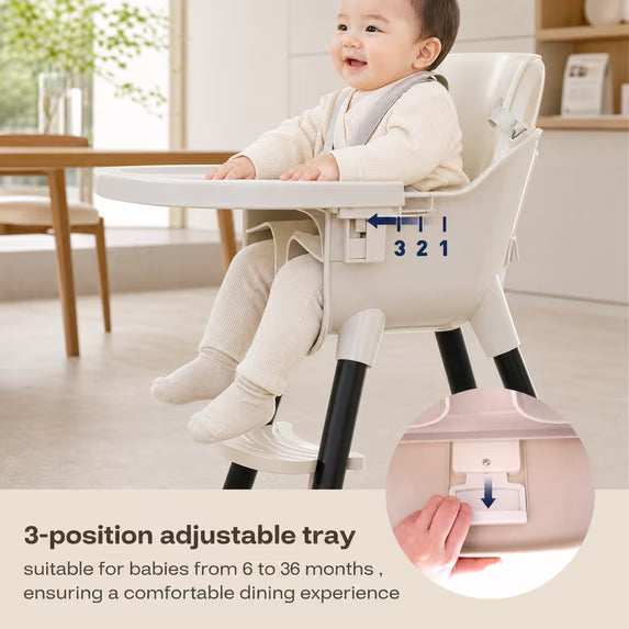 FOSSA 3-in-1 Wooden High Chair for Babies and Toddlers Easy Clean Baby Feeding Chair with Sponge Cushion Black