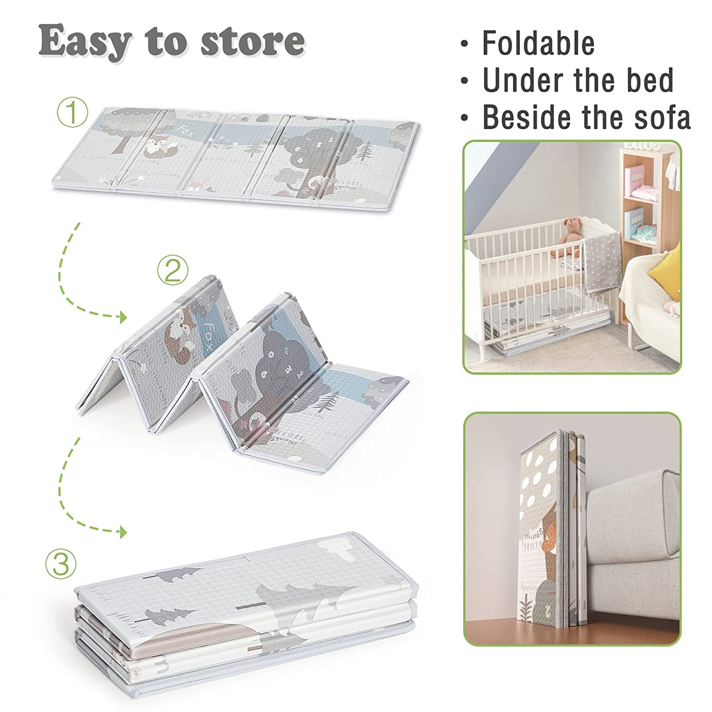 Fodoss Baby Play Mat, 59x71inch Play Mat, 0.4 in Thick Foam Play Mat, Waterproof,Free from BPA, PVC, Phthalates, Playmat for Babies, Foldable Play Mat forBabies, Large Infant Playmat