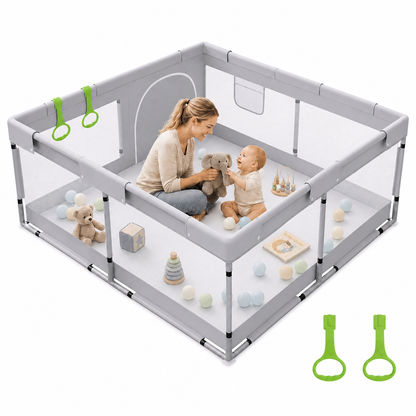 Fodoss 47x47inch Spacious Baby Playpen Playpen for Newborns and Toddlers Play Yard for Apartment Indoor Extra Large Baby Activity Center Gray