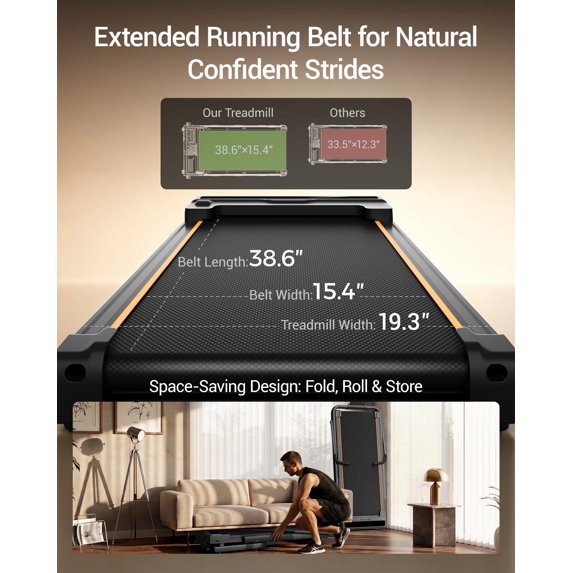 40% Incline Folding Treadmill for Home, 3.0HP Motor&6.2 MPH,350LB Capacity, Portable Walking Pad with Elevated Dual Handle Bar