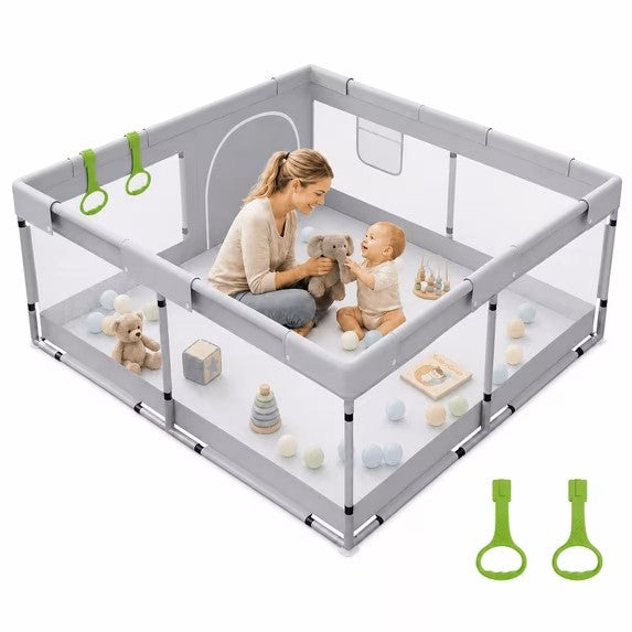 Fodoss 50x50inch Spacious Baby Playpen Playpen for Newborns and Toddlers Play Yard for Apartment Indoor Extra Large Baby Activity Center Gray