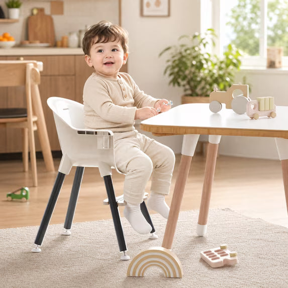 FOSSA 3-in-1 Wooden High Chair for Babies and Toddlers Easy Clean Baby Feeding Chair with Sponge Cushion Black