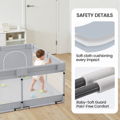 Fodoss 47x47inch Spacious Baby Playpen Playpen for Newborns and Toddlers Play Yard for Apartment Indoor Extra Large Baby Activity Center Gray