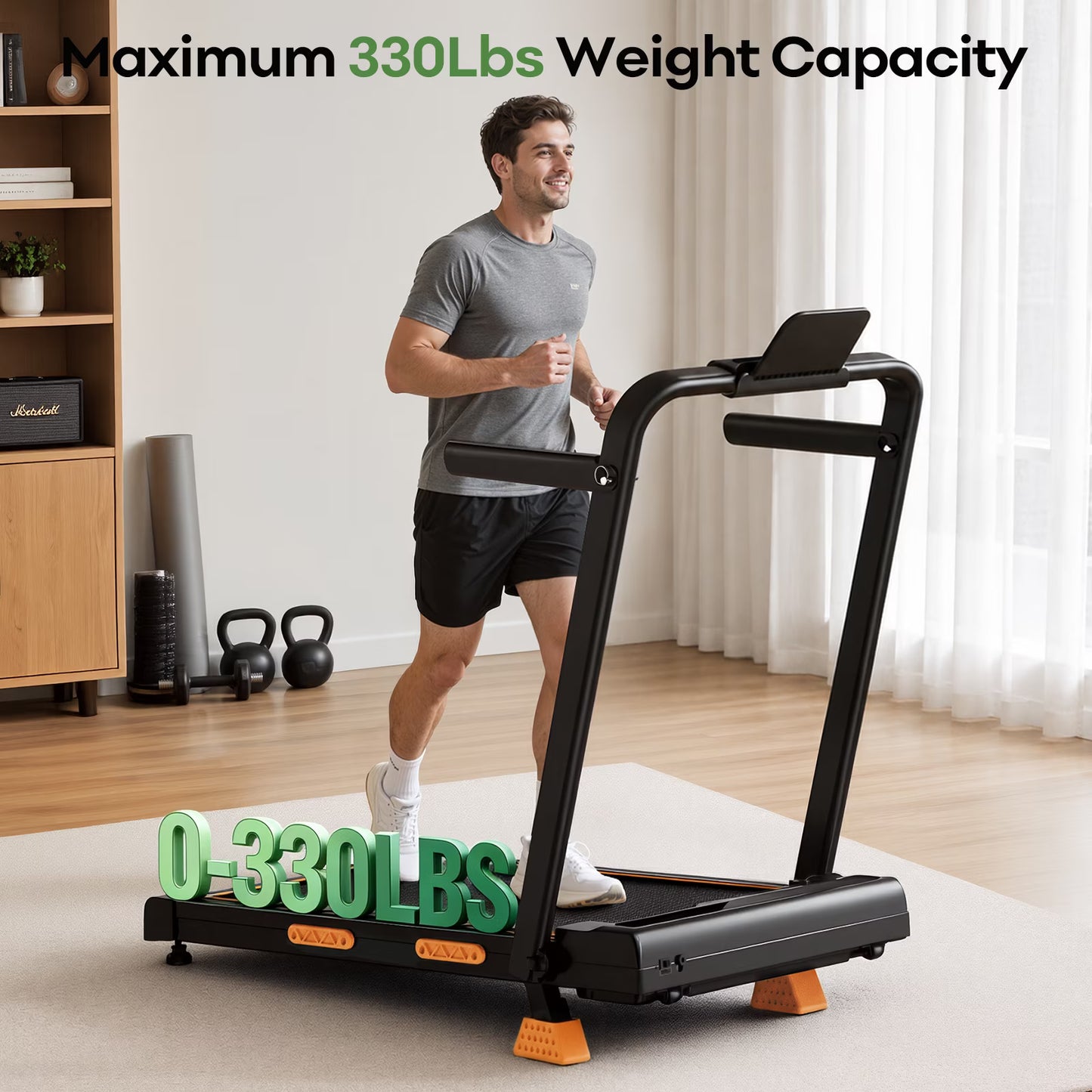 16% Incline Walking Pad Treadmill, 4-in-1 Foldable Under Desk Treadmill with Handles, 2.5 HP Quiet Motor, 330 lb Capacity
