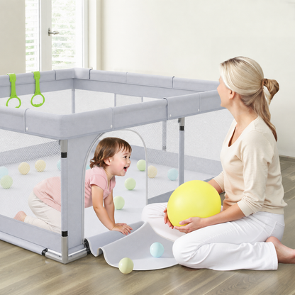 Fodoss 47x47inch Spacious Baby Playpen Playpen for Newborns and Toddlers Play Yard for Apartment Indoor Extra Large Baby Activity Center Gray