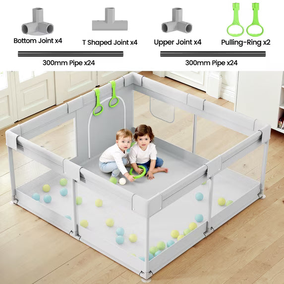 FOSSA 47x47inch Spacious Baby Playpen Playpen for Newborns and Toddlers Play Yard for Apartment Indoor Extra Large Baby Activity Center Gray