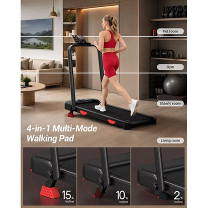 15% Incline Walking Pad with Handle Bar, 2.5HP Under Desk Treadmill 0.6-6.2MPH for Home Office, 300 LBS Weight Capacity