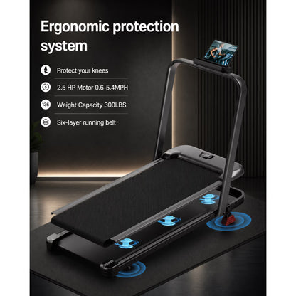 15% Incline Walking Pad with Handle Bar, 2.5HP Under Desk Treadmill 0.6-6.2MPH for Home Office, 300 LBS Weight Capacity