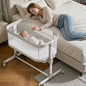 Baby Bassinets with Wheels & High-Density Cotton Fiber Mattress Height Adjustable Baby Crib for Infants, Beige