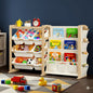 F0SSA Kids Toy Storage Organizer with 12 Bins & 4-Tier Bookshelf Sturdy Wooden Shelf for Kids’ Bedroom Space-Saving Cube Storage for Toys&Books