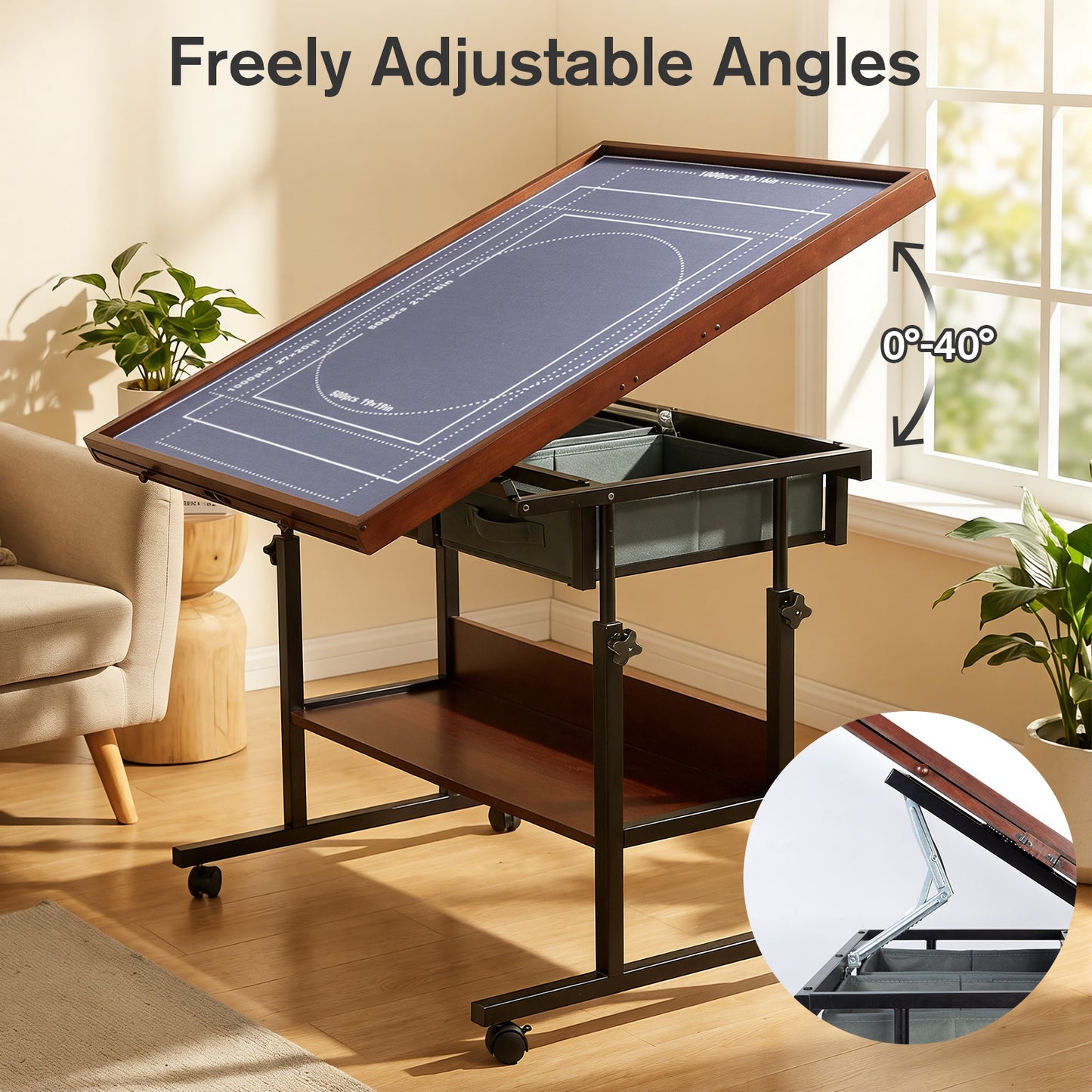 Fodoss Rotating Puzzle Table with Drawers - 1500 Pieces Jigsaw Puzzle Board for Adult, Tilting Wooden Jigsaw Table