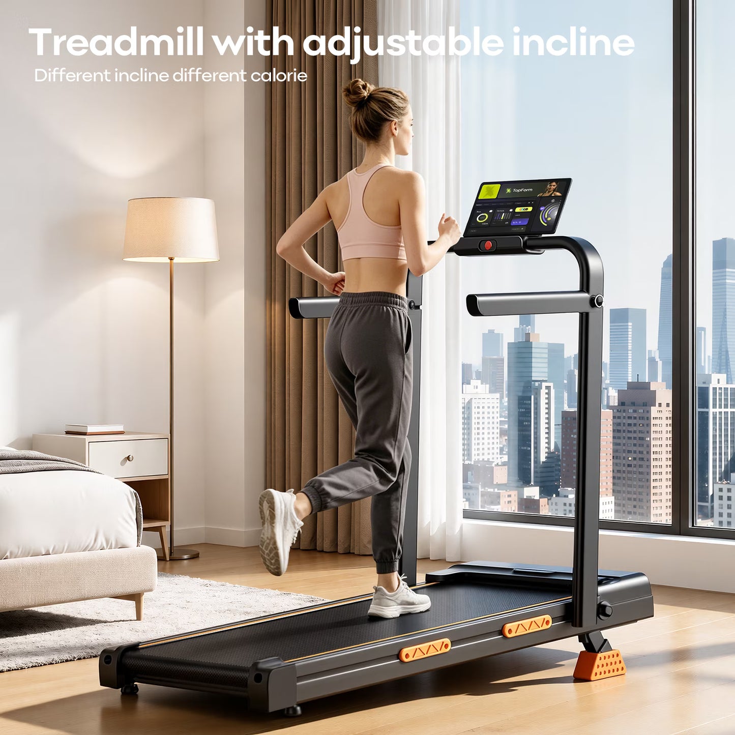 16% Incline Walking Pad Treadmill, 4-in-1 Foldable Under Desk Treadmill with Handles, 2.5 HP Quiet Motor, 330 lb Capacity