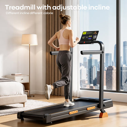 16% Incline Walking Pad Treadmill, 4-in-1 Foldable Under Desk Treadmill with Handles, 2.5 HP Quiet Motor, 330 lb Capacity