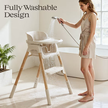4-in-1 Baby Feeding Chairs with Detachable Dishwasher Tray for Babies and Toddlers Easy Clean High chair Beige
