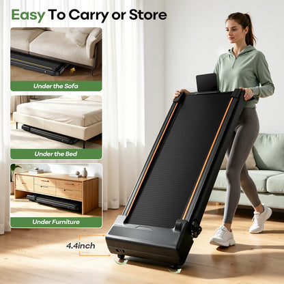 16% Incline Walking Pad Treadmill, 4-in-1 Foldable Under Desk Treadmill with Handles, 2.5 HP Quiet Motor, 330 lb Capacity