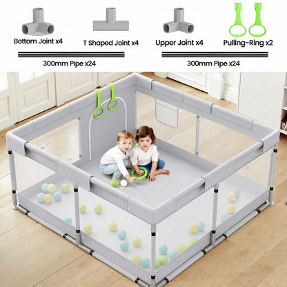 Fodoss 47x47inch Spacious Baby Playpen Playpen for Newborns and Toddlers Play Yard for Apartment Indoor Extra Large Baby Activity Center Gray