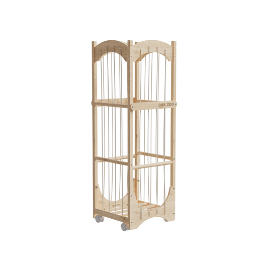 Wooden Stuffed Animal Storage Organizer with Wheels – Extra Large Plush Toy Cage, Toy Holder for Kids' Room, Nursery, or Playroom