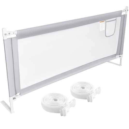 Fodoss Toddler Bed Rail 78.7in – Long Safety Bed Guard for Kids – 30 Height Adjustable for Queen & King Beds Includes 2 Secure Straps (1 Pack)